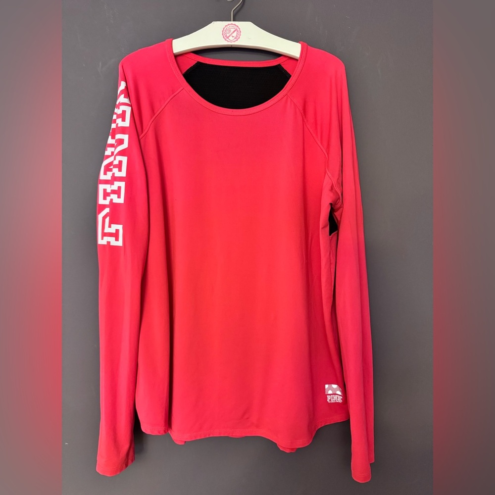 VS PINK VINTAGE LONG SLEEVE ACTIVE CREW SHIRT COLORBLOCK MESH BACK LOGO HTF RARE - Picture 2 of 9